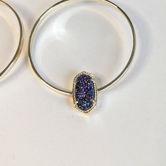 Kendra Scott Elora Open Circle Dangle Hoop Earrings Multi Colored Drusy - Picture 5 of 11